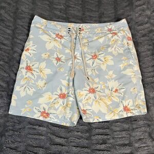 Fair Harbor Swim Trunks Mens 36 Floral Blue Board Shorts Recycled Polyester